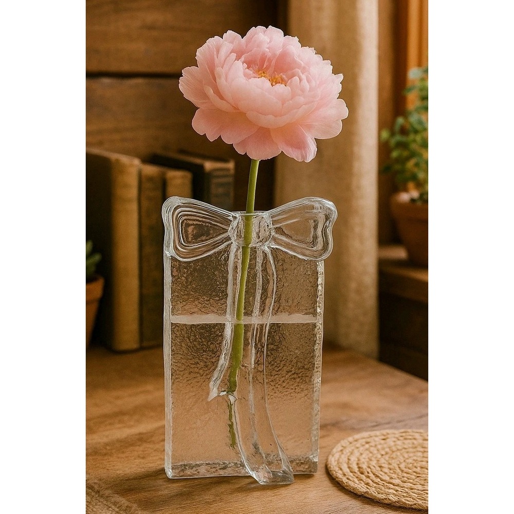 Two's Company Handblown Glass Block Christmas Holiday Bud Vase Candle Holder